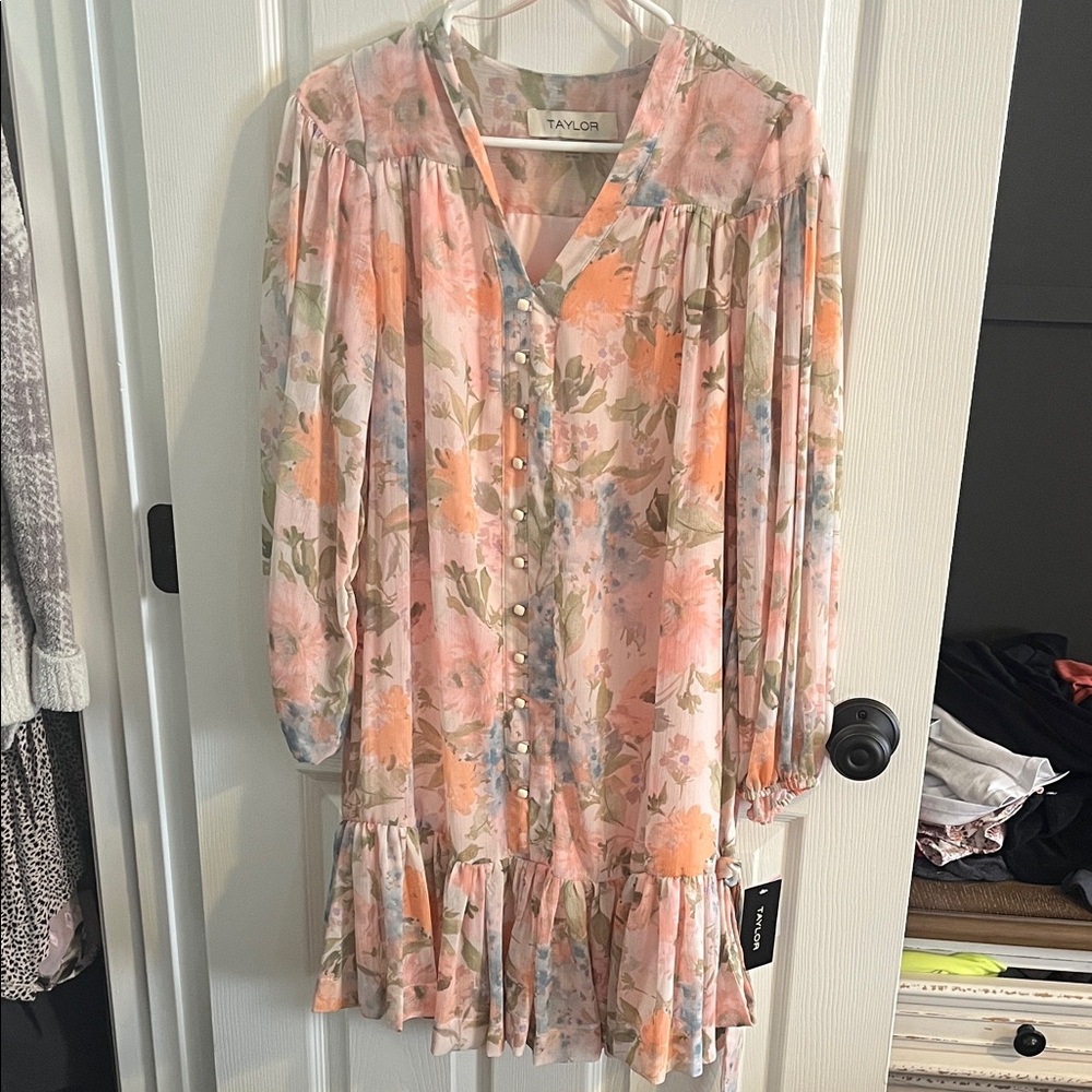 Taylor Pastel Floral Dress with Ruffles